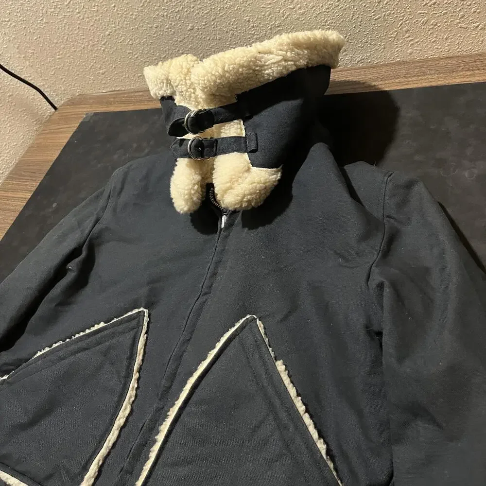 Vintage B-3 Jacket Men Army Bane Sherpa Lined Shearling Collar 1970s Talon Zip